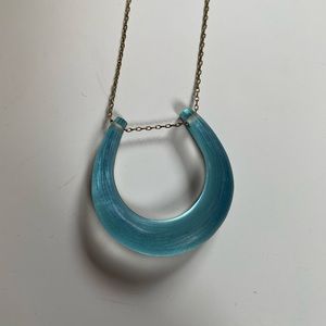 Alexis Bittar horseshoe necklace, turquoise hand carved lucite